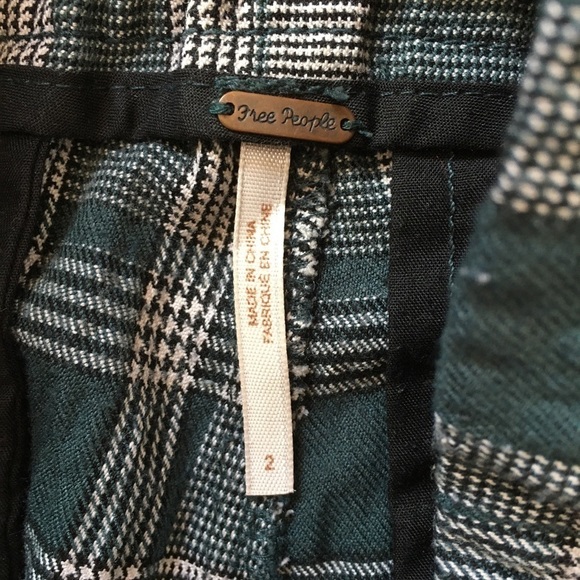 Free People Potato Sack High Rise Loose Fit Green Plaid Pant Size 2 - Picture 7 of 16